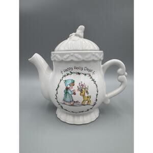 Vintage Precious Moments Happy Holly Days Teapot 1994